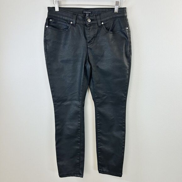 Eileen Fisher Pants Womens 6P‎ Waxed Coated Skiny Black Organic Cotton Classic - Picture 1 of 14